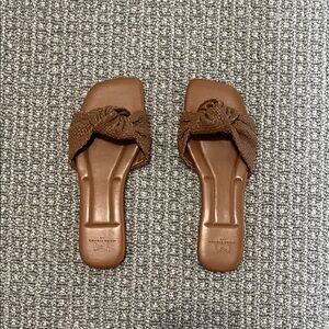 Marc Fisher Brown Knotted Slide Sandals